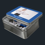 Anpassbare Foto- und Texttiefe Blau Puzzle<br><div class="desc">Ihr einzigartiges Foto und Ihr individueller Text heben dieses tiefblaue Puzzle hervor.</div>