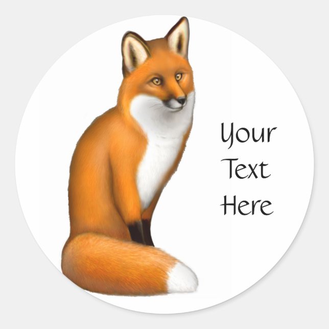 Anpassbare, freundliche Red Fox-Aufkleber Runder Aufkleber (Vorderseite)