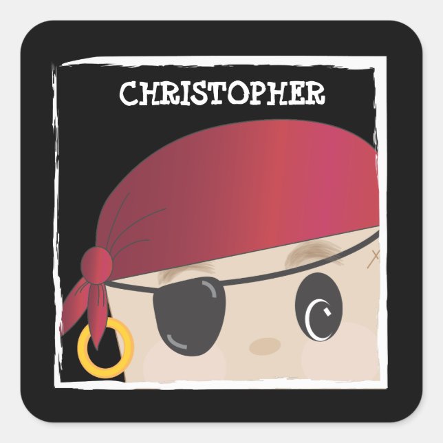 Anpassbare Friendly-Pirate-Aufkleber Quadratischer Aufkleber (Vorderseite)