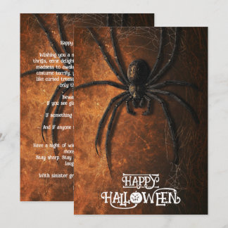 Anpassbare Frohe Halloween Riesenspinne Karte