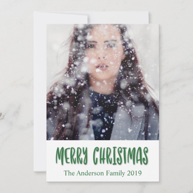 Anpassbare frohe Weihnachten in grüner Schrift (Vorderseite)