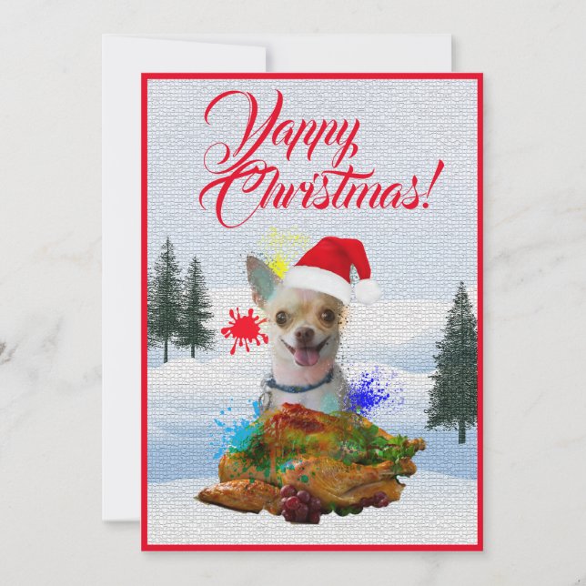 Anpassbare Funny Chihuahua Dog Yappy Xmas Card Ankündigung (Vorderseite)