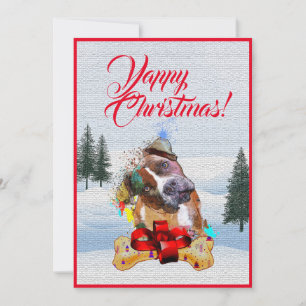 Anpassbare Funny Pittie Dog Weihnachtskarte Ankündigung