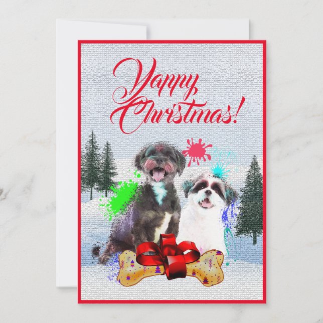 Anpassbare Funny Shih Tzu Dog Weihnachtskarte Ankündigung (Vorderseite)