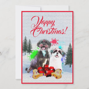 Anpassbare Funny Shih Tzu Dog Weihnachtskarte Ankündigung