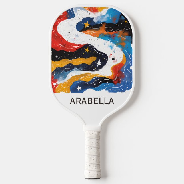 Anpassbare galaxisch Inspiriert kosmische Abstrakt Pickleball Schläger (Vorderseite)
