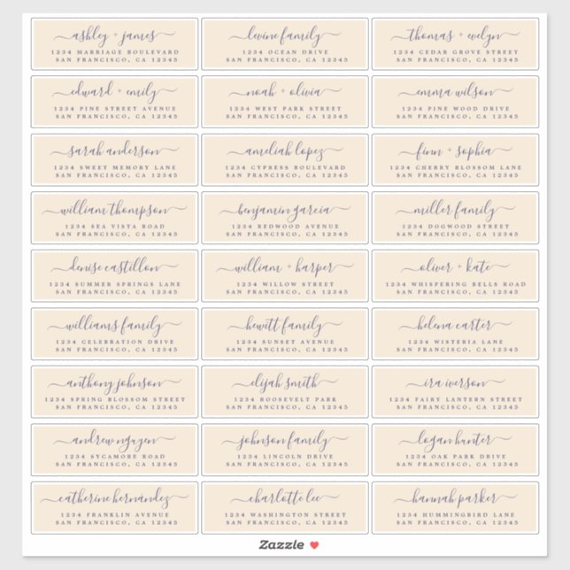 Anpassbare Gästeschriften für Hochzeiten Aufkleber (Blatt)