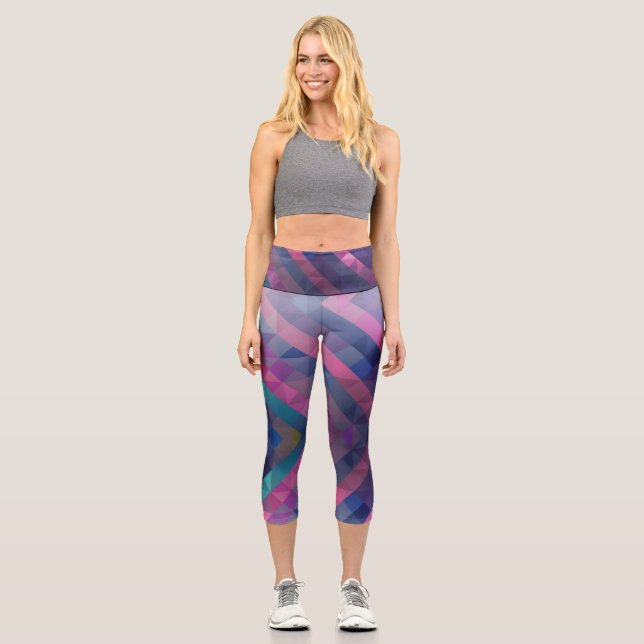 Anpassbare geometrische Caprihosen mit hoher Taill Capri Leggings (Vorderseite)