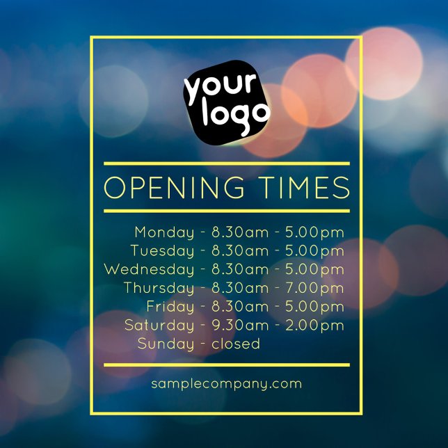 Anpassbare Geschäftszeiten für Logos und Texte Fensteraufkleber (Von Creator hochgeladen)