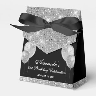 Anpassbare Glam Schwarz und Silber Geschenkbox Geschenkschachtel