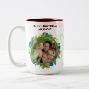 Anpassbare glückliche Geburtstagsmommy floraler Kr Zweifarbige Tasse