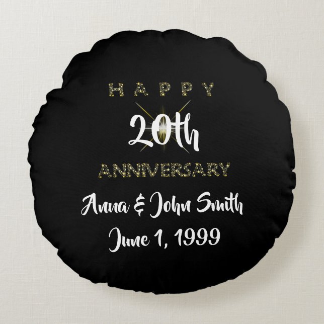 Anpassbare glückliche Jubiläumsstarre Rundes Kissen (Vorderseite)