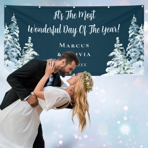 Anpassbare Glückwünsche Winterhochzeit Banner