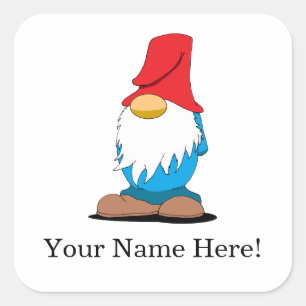 Anpassbare Gnome-Aufkleber Quadratischer Aufkleber