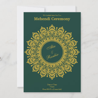 Anpassbare Gold Emerald Mehendi Henna Indian Einladung