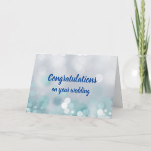 Anpassbare Gratulation Hochzeit blaues Bokeh Karte