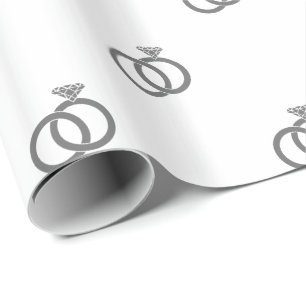 Anpassbare graue Eheringe auf Weiß Geschenkpapier