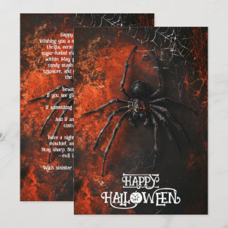Anpassbare gruselige Spinne Halloween-Grüßkarte Einladung