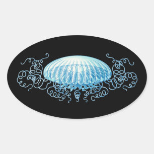 Anpassbare Haeckel Qualle Ovaler Aufkleber