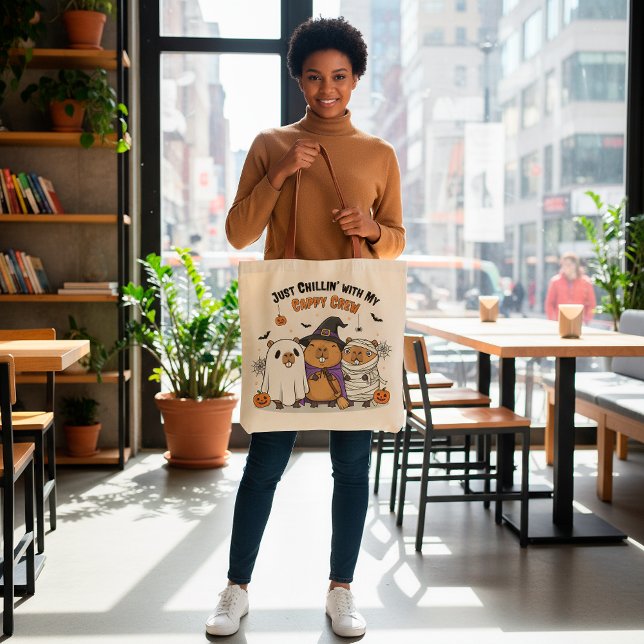 Anpassbare Halloween Capybara Funny "Cappy Crew" Tragetasche (Von Creator hochgeladen)