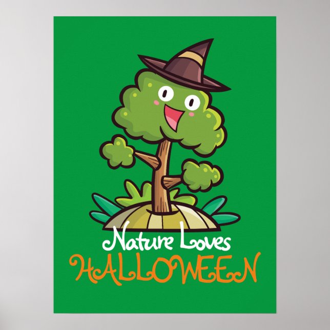 Anpassbare Halloween-Hexenbaum Poster (Vorne)