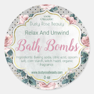 Anpassbare, handgefertigte, Vintage Bath Bombenmar Runder Aufkleber