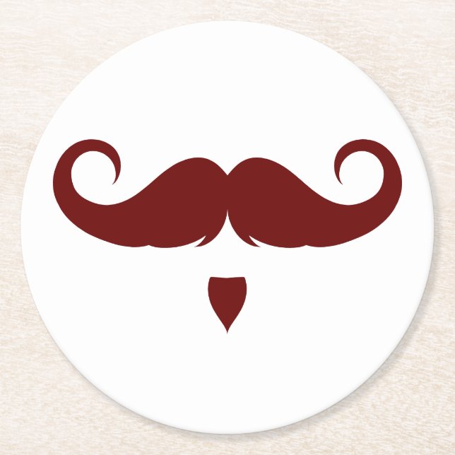 Anpassbare Handlebar-Mustache Runder Pappuntersetzer (Vorderseite)