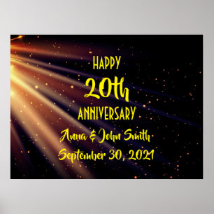 Anpassbare Happy-Anniversary-Lichtstrahlen Poster