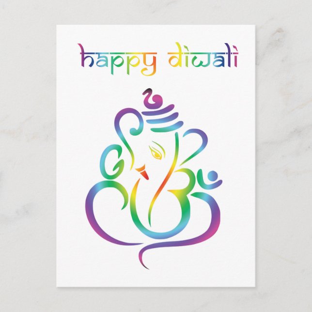 🕉 ☸ Anpassbare 😍 Happy Diwali mit Lord Ganesh Postkarte (Vorderseite)