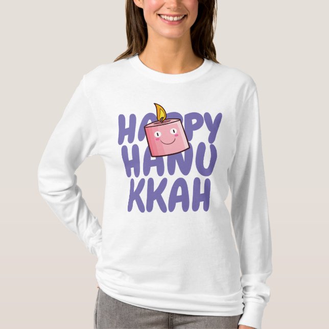 Anpassbare Happy Hanukkah T-Shirt (Vorderseite)