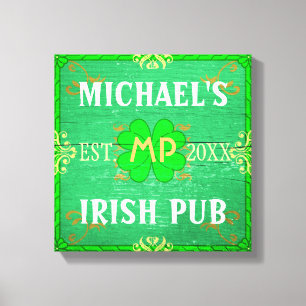 Anpassbare Hausbar Irish Pub Grün Leinwanddruck