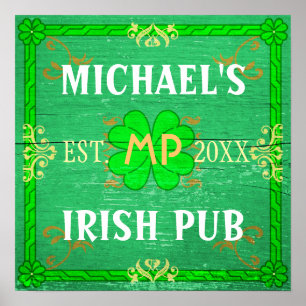 Anpassbare Hausbar Irish Pub Grün Poster