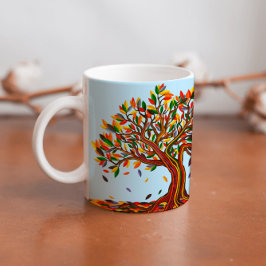 Anpassbare Herbstbaum-Warmfarben fallen Artwork ab Kaffeetasse
