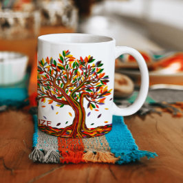 Anpassbare Herbstbaum-Warmfarben fallen Artwork ab Kaffeetasse