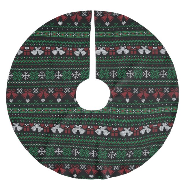 Anpassbare Hintergrundfarbe Meine Glocken sind gew Polyester Weihnachtsbaumdecke (Vorderseite)