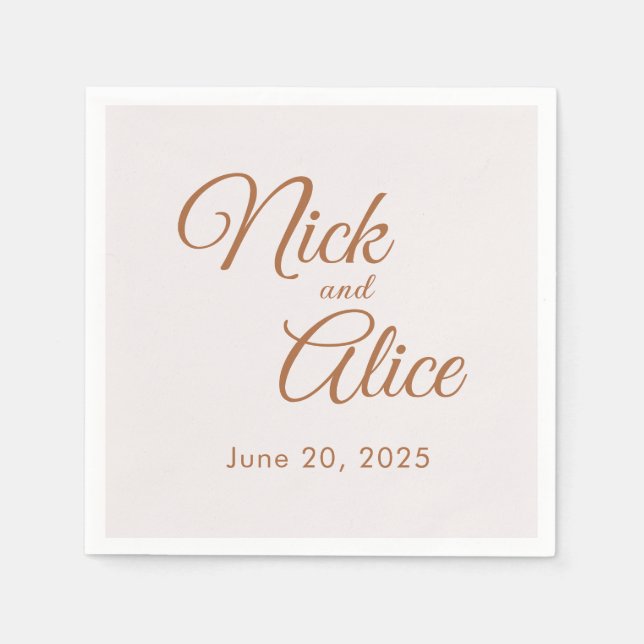 Anpassbare Hochzeiten, Verlobungen - KAFFEE-Farbe Serviette (Vorderseite)