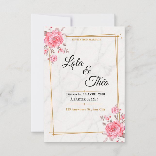 Anpassbare Hochzeitseinladungsvorlage Dankeskarte (Vorderseite)