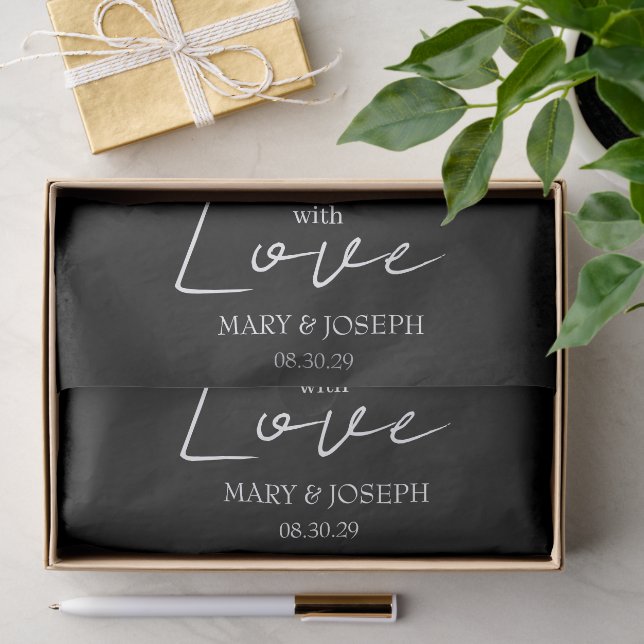 Anpassbare Hochzeitstypografie "Mit Liebe" als Ges Seidenpapier (Geschenk)