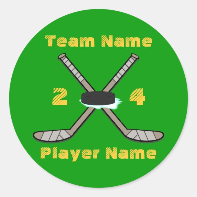 Anpassbare Hockey-Stickers Runder Aufkleber (Vorderseite)