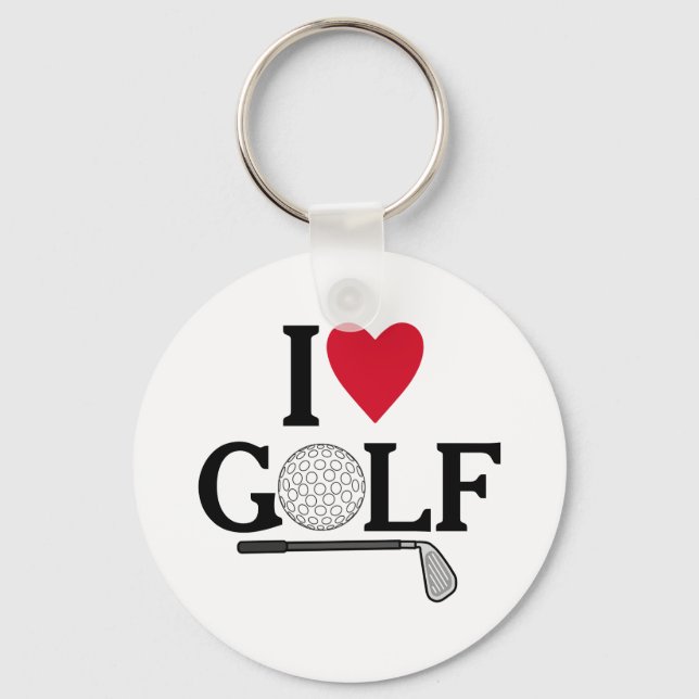 Anpassbare Ich liebe Golfbälle Schlüsselanhänger (Vorderseite)