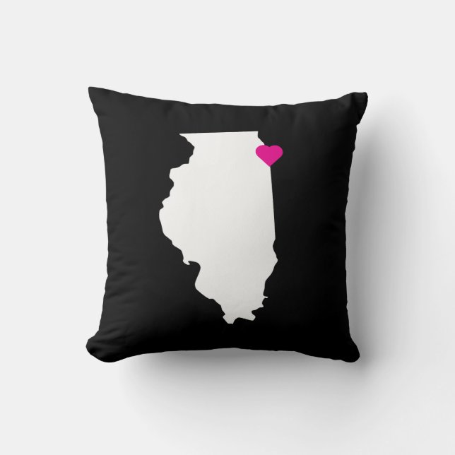 Anpassbare Illinois Staat Liebe Reversible Pillow Kissen (Vorderseite)