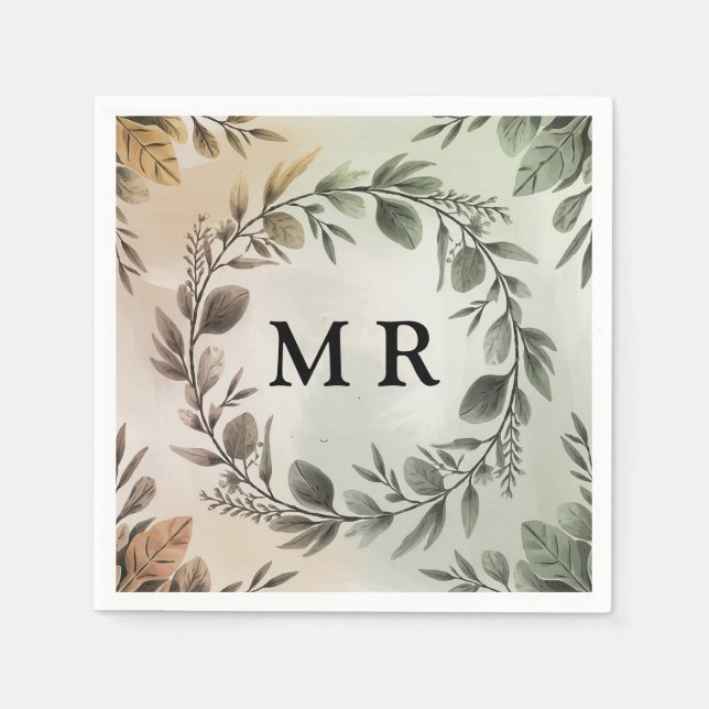 Anpassbare Initialzündung - elegantes Monogramm Serviette (Vorderseite)