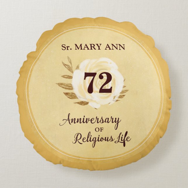 Anpassbare Jahrestag des religiösen Lebens Nun Rundes Kissen (Vorderseite)