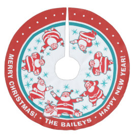 Anpassbare Jolly Retro Santas Polyester Weihnachtsbaumdecke