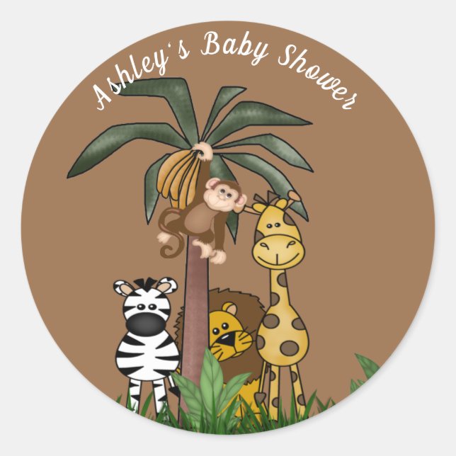 Anpassbare Jungle Safari-Sticker Runder Aufkleber (Vorderseite)