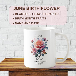 Anpassbare Juni-Rose-Blume Kaffeetasse