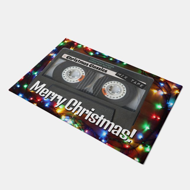 Anpassbare Kassettenband Weihnachtskassette Fußmatte (Schrägansicht)