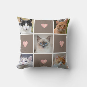 Anpassbare Katzen- und Hunde-Fotos und Herzen auf Kissen