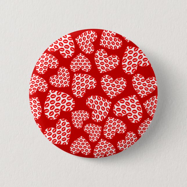 Anpassbare Kissy Lips Hearts Button (Vorderseite)