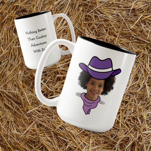 Anpassbare kleine Cowboy- oder Cowgirl-Foto-Tasse Zweifarbige Tasse (Von Creator hochgeladen)